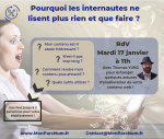 <i class="fa-laptop fas"></i> Webinaire «<small class="fine d-inline"> </small>Pourquoi les internautes ne lisent plus rien et que faire<small class="fine d-inline"> </small>?<small class="fine d-inline"> </small>» le 17 janvier 2023